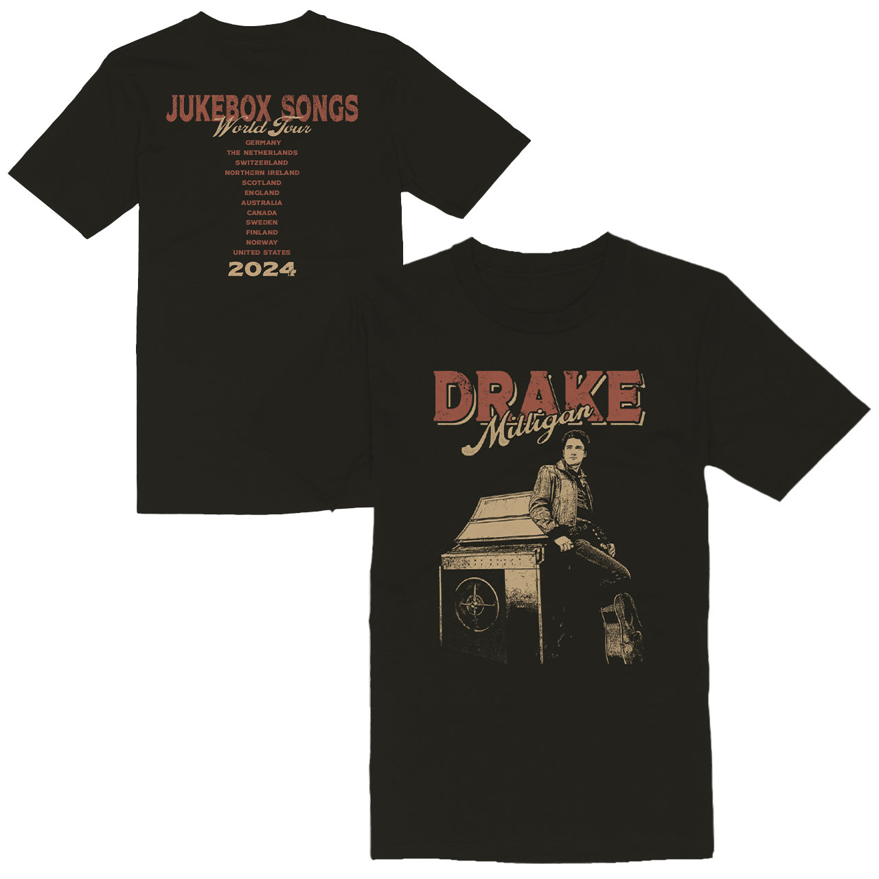 Jukebox Songs 2024 Black Tour Tee Drake Milligan