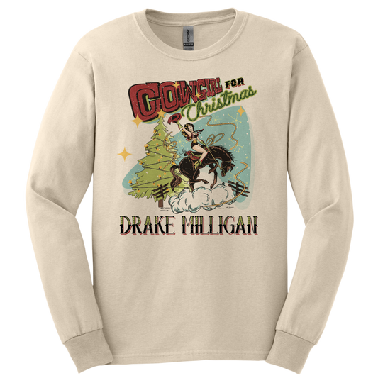 Long Sleeve Cowgirl For Christmas Tee