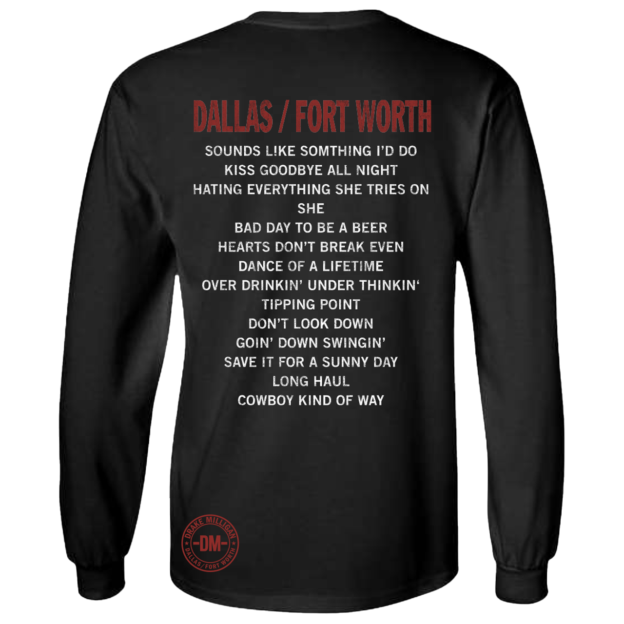 Album Songs Long Sleeve Black Tee